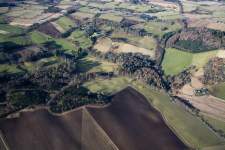 Aerial photo, taken during a flight over the lowlands of scottland in February.