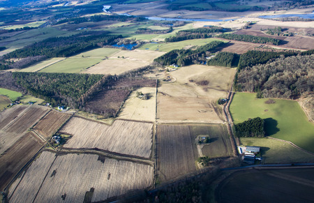 Aerial photo, taken during a flight over the lowlands of scottland in February.の写真素材
