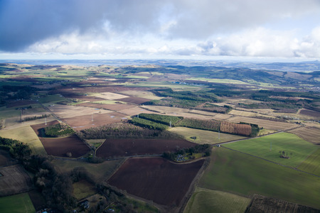 Aerial photo, taken during a flight over the lowlands of scottland in February.の写真素材
