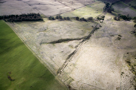 Fields, meadows and landscape, photos taken during a flight over the Lowlands in Scottland.の写真素材