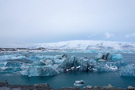 Joekulsarlon, lake at Iceland in December.の写真素材