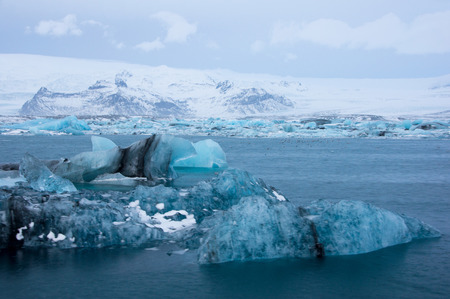 Joekulsarlon, lake at Iceland in December.の写真素材