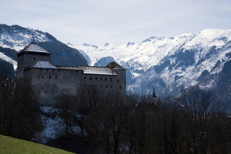 Kaprun Castle a medieval fortress located in front of the mountain Kitzsteinhorn Austria.のeditorial素材