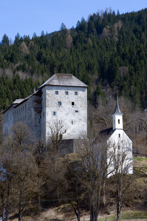 Kaprun Castle a medieval fortress located in front of the mountain Kitzsteinhorn Austria.のeditorial素材