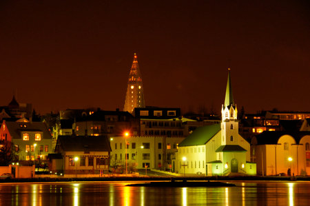 Raykiavik at Iceland, at midnight on New Year Eve.の写真素材