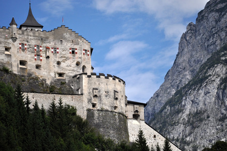 Hohenwerfen Castle stands high above the Austrian town of Werfen in the Salzach valley.のeditorial素材