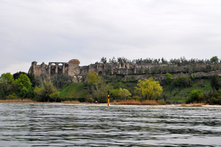 A Roman Villa called "Grottoes of Catullus" in Sirmione at the Lake Garda.のeditorial素材