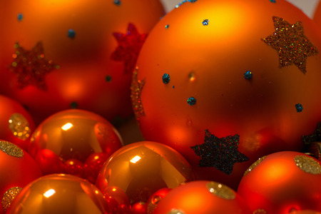 Close-up of Christmas Balls, photo taken in a studio.の写真素材