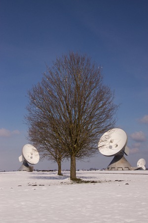 The Satellite Earth Station Raisting  is a ground communication parabolic antenna complex for telecommunication.の写真素材