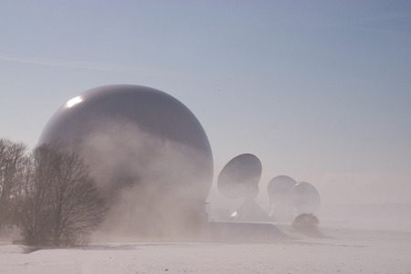 The Satellite Earth Station Raisting  is a ground communication parabolic antenna complex for telecommunication.の写真素材