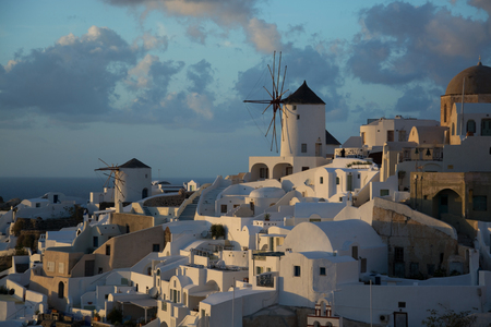 Oia is a village in the Cyclades. It is located on the main island Thira, or Thera, at Santorini, Greeceの写真素材