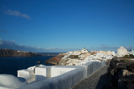 Oia is a village in the Cyclades. It is located on the main island Thira, or Thera, at Santorini, Greeceの写真素材