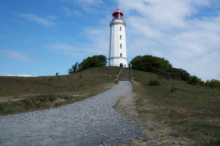The lighthouse Dornbusch at the island Hiddensee, Germany.の写真素材
