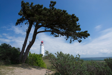 The lighthouse Dornbusch at the island Hiddensee, Germany.の写真素材