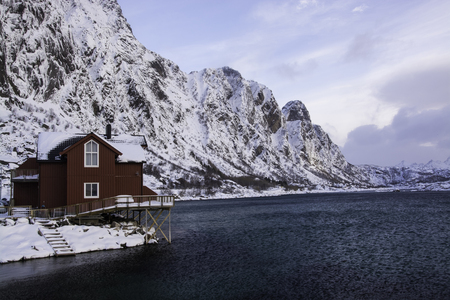 Svolvaer at the Lofoten, Norway, in winter.のeditorial素材