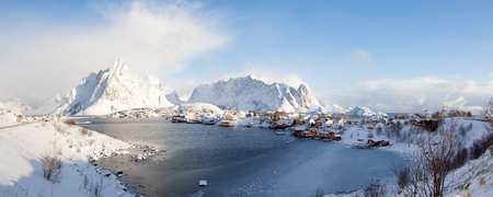 Winter Morning at the Lofoten in the town Reine, Norway.の写真素材