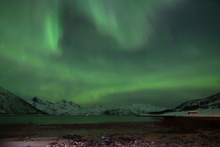 Aurora Borealis, photo taken in Lyfjord, Norway, in February.の写真素材