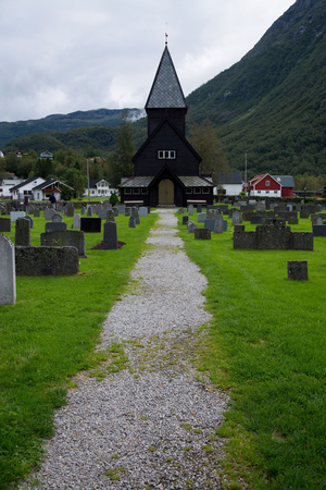 Roldal Stave Church is a stave church in Odda municipality in Hordaland county, Norway. の写真素材
