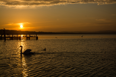 The Steinhuder Meer or Lake Steinhude is a lake in Lower Saxony, Germany located 30 kilometres northwest of Hanover.の写真素材