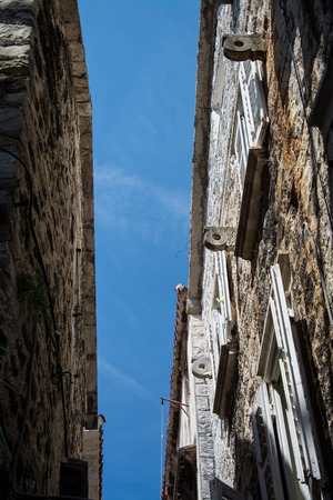 Trogir is a historic town and harbour on the Adriatic coast in Split-Dalmatia County, Croatia,の写真素材