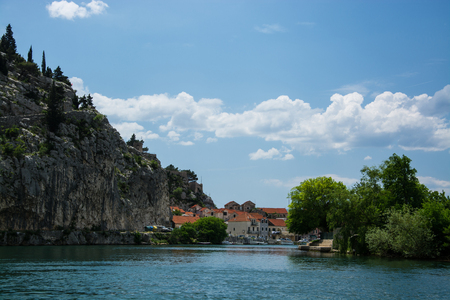 Omis is a town and port in the Dalmatia region of Croatia. Its location is where the Cetina River meets the Adriatic Sea.の写真素材