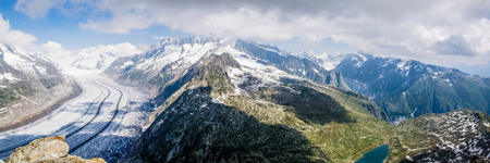 The Aletsch Glacier is the largest glacier in the eastern Bernese Alps in the Swiss canton of Valais.の写真素材