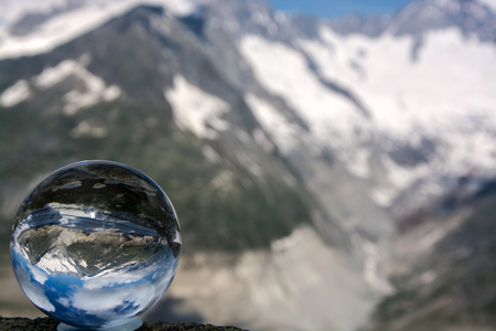 The Aletsch Glacier is the largest glacier in the eastern Bernese Alps in the Swiss canton of Valais.の写真素材