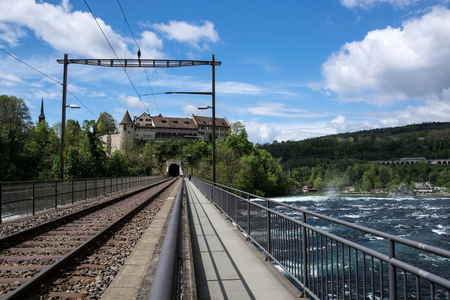 Laufen Castle is a palace at the Rhine overlooking the Rhine and the water falls.のeditorial素材