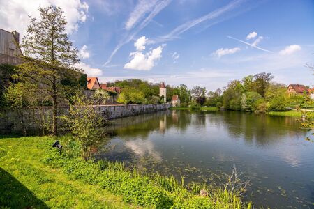 Dinkelsbuehl is a historic town in Central Franconia, Bavaria, in southern Germany and lies on the northern part of the Romantic Road.の写真素材
