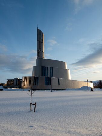 The Northern Lights Cathedral, also known as Alta Church, is a parish church of the Church of Norway in Alta Municipality and was built from 2011 til 2013.の写真素材