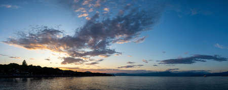 Lake Garda, Italian Lago di Garda, in the Lombardy, Italy, is the largest lake in Italy.の写真素材