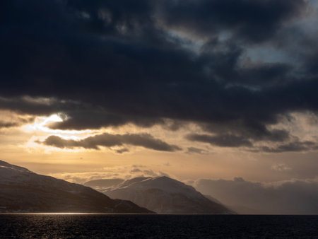 Landscape in the Commune Kafjord in Norway in winter.