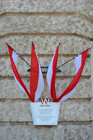 Information board about the new Hofburg on Heldenplatz in Vienna - Austria.のeditorial素材