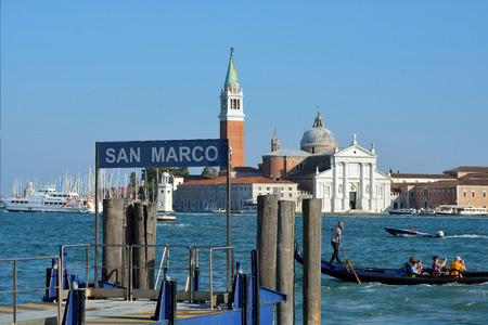 View from San Marco to San Giorgio Maggiore in the Lagoon of Venice - Italy.のeditorial素材