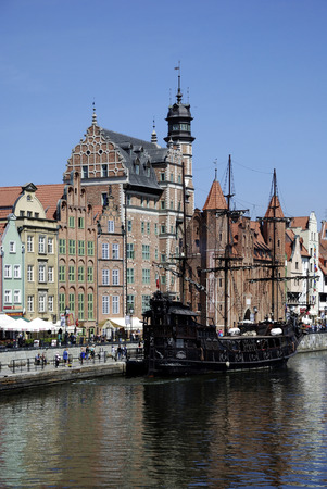 Historic Old Town of Gdansk with the Old Harbor on the Motlawa - Poland.のeditorial素材