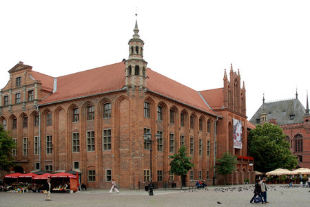 Rynek Staromiejski on the City hall in the old town of Torun - Poland.
