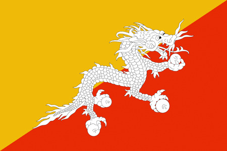 National flag of the Kingdom of Bhutan.の写真素材