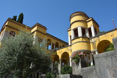 Gabriele d? ? ? Annunzio at Gardone Riviera at the lake Garda - Italy. Library of the Foundation Italian Vittoriale in the Villa Priory of the Italian writer.のeditorial素材