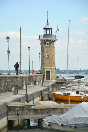 Lighthouse of Desenzano del Garda on Lake Garda - Italy.のeditorial素材
