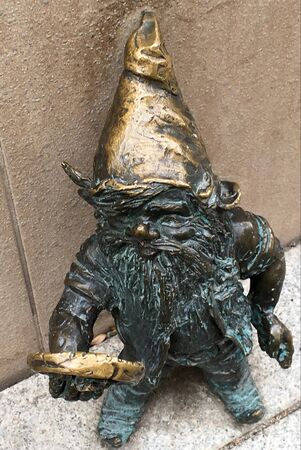 Small bronze statue Wroclaw dwarfs in the streets of the Polish city Wroclaw - Poland..の写真素材