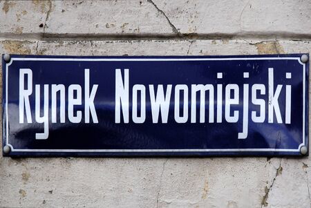 Street sign of the new market place Rynek Nowomiejski inTorun - Poland.の写真素材