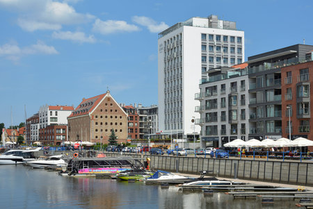 Marina on the river Motlawa in the Polish city Gdansk - Poland.