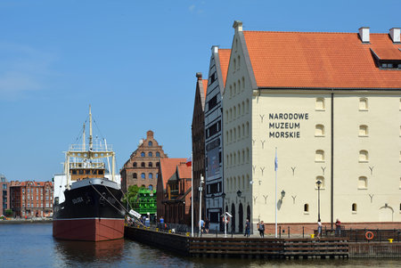 Museum ship Soldek in the National Maritime Museum on the river Motlawa in Gdansk - Poland.
