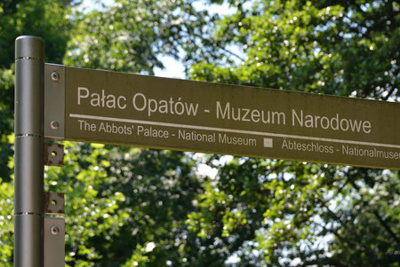 Information board of the Opatow Palace of Oliwa in Gdansk - Poland.
