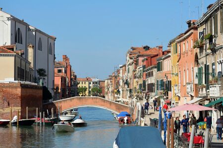 Historical houses at the Cannaregio canal in the disdrict Cannaregio of Venice - Italy.のeditorial素材