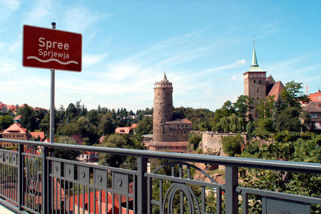 Old Town of Bautzen in Saxony with the Old Waterworks and Church Saint Michael - Germany.