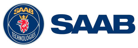 Company logo of the Swedish armor group Saab Technologies AB with seat in Stockholm - Sweden.のeditorial素材