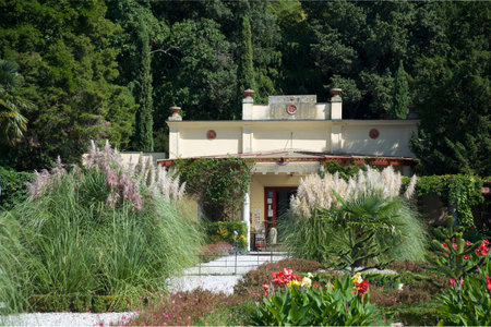 Miramare park on a rocky cliff in the Bay of Grignano near Trieste - Italy.のeditorial素材