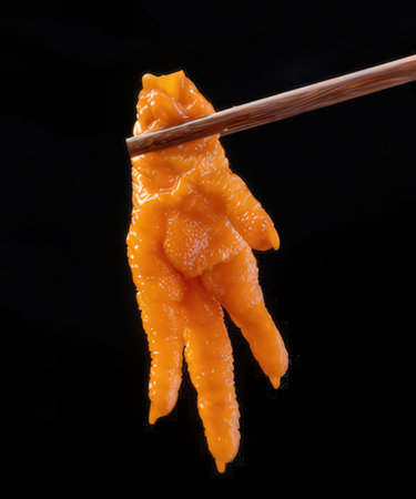Sashimi on chopsticks isolated on black background. Japanese foodの写真素材