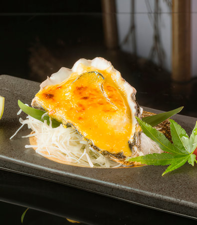Grilled oyster with cheese, japanese foodの写真素材